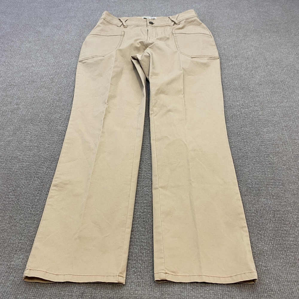 Frye And Co Pants Womens 8 Beige Twill Wide Leg Stretch Patch Pockets Casual